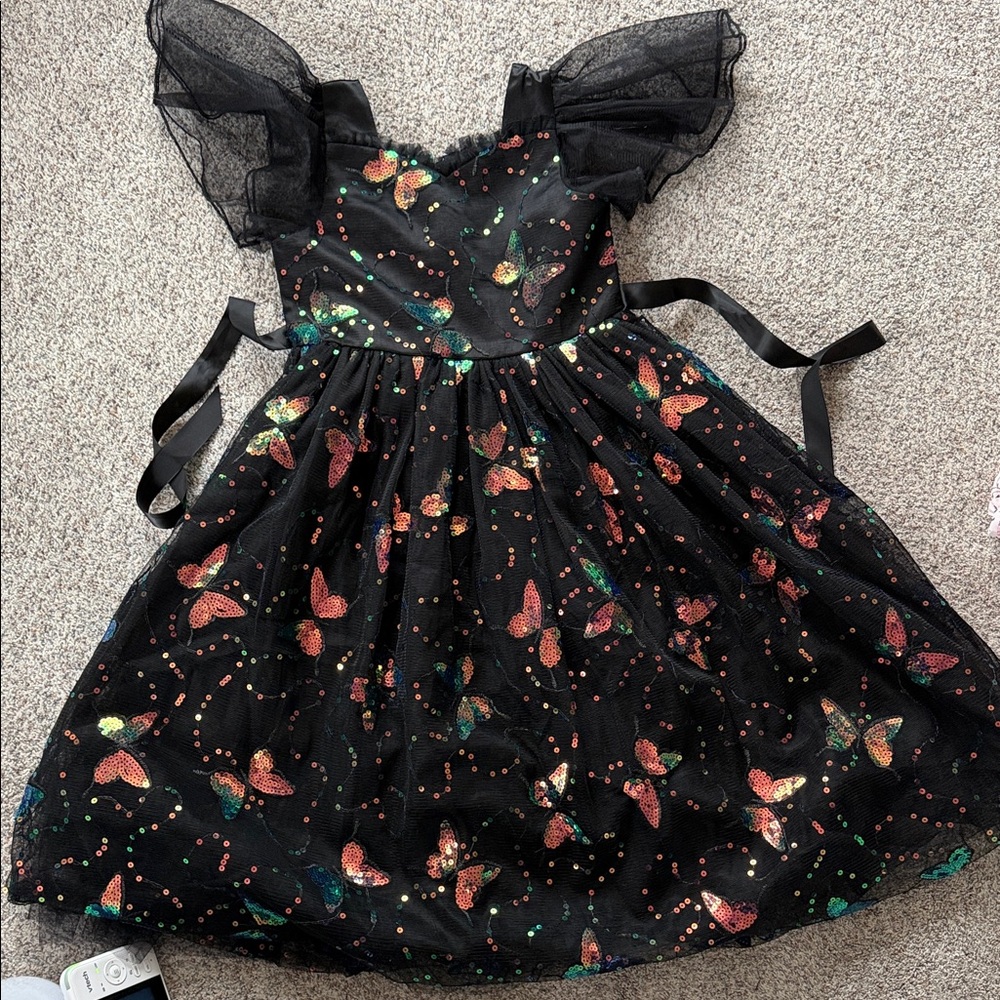 Elegant Black Butterfly Kids Formal Dress